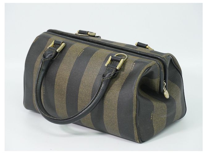 Fendi Vintage Pequin Convertible Boston Coated Canvas Medium Khaki - Ansicht 2