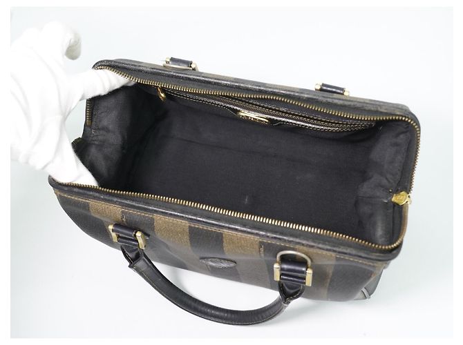 Fendi Vintage Pequin Convertible Boston Coated Canvas Medium Khaki - Ansicht 4
