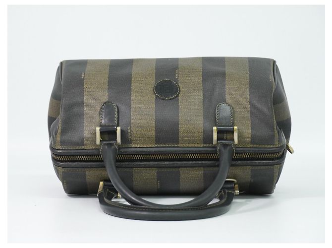 Fendi Vintage Pequin Convertible Boston Coated Canvas Medium Khaki - Ansicht 7