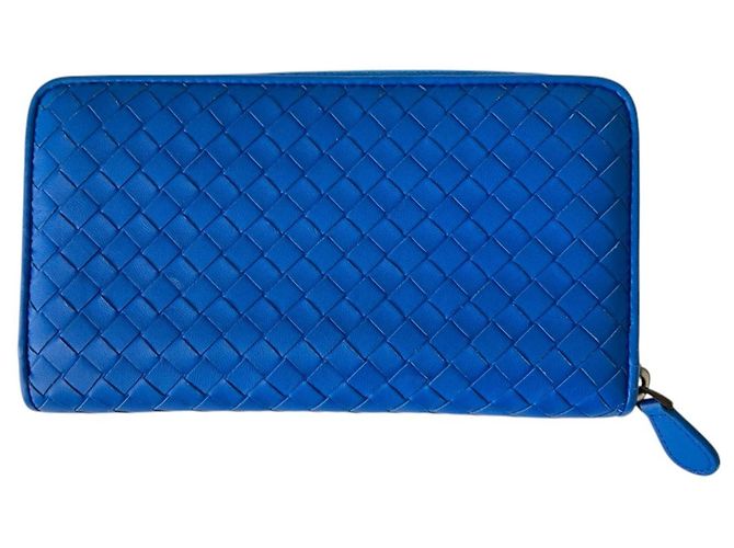 Bottega Veneta Intrecciato Leder-Langbrieftasche Blau - Ansicht 4