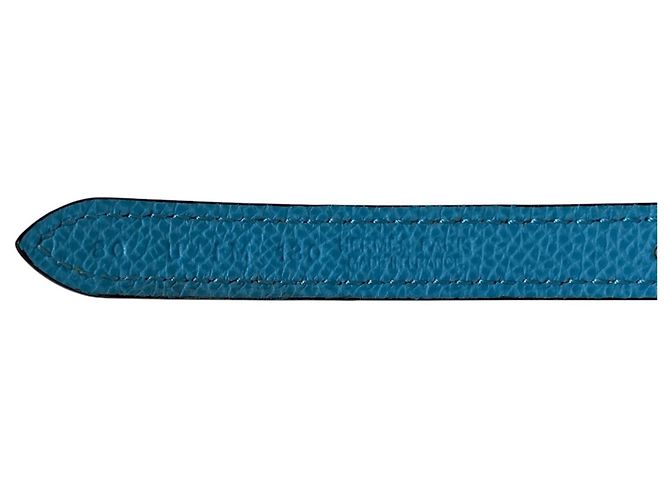 Hermès Cintura reversibile in pelle Veau Epsom HERMES Eileen Blu chiaro - vista 9