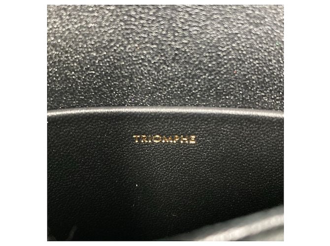Céline Bolsa de Ombro em Couro Celine Teen Triomphe Preto - vista 10