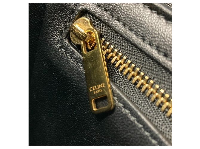 Céline Bolsa de Ombro em Couro Celine Teen Triomphe Preto - vista 6