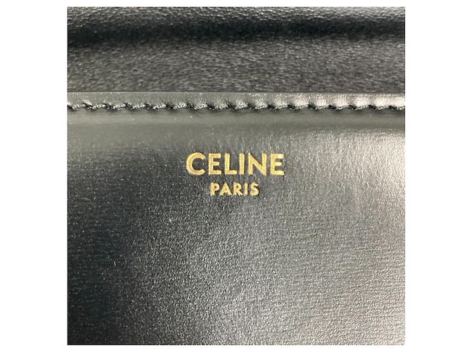Céline Bolsa de Ombro em Couro Celine Teen Triomphe Preto - vista 8