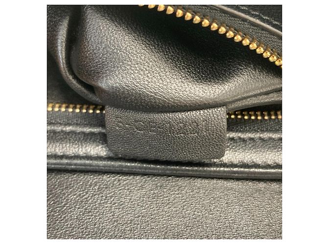 Céline Bolsa de Ombro em Couro Celine Teen Triomphe Preto - vista 9