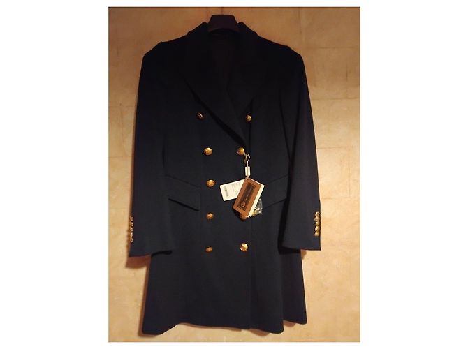 Loro Piana Abrigo Cruzado de Lana Azul Oscuro - vista 8