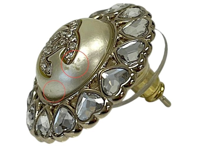 Timeless Pendientes Chanel B25B Heart Bijou Coco Mark Pearl Dorado - vista 10