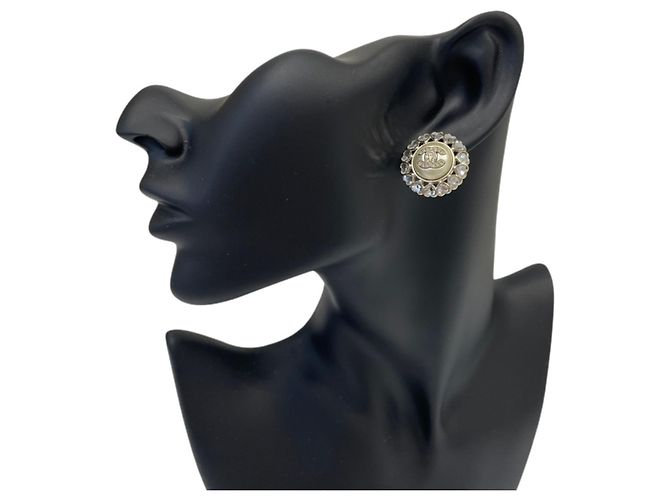 Timeless Pendientes Chanel B25B Heart Bijou Coco Mark Pearl Dorado - vista 2