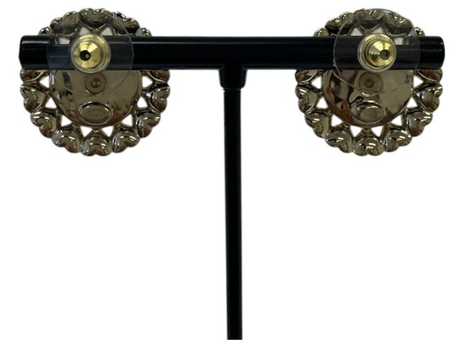 Timeless Pendientes Chanel B25B Heart Bijou Coco Mark Pearl Dorado - vista 3