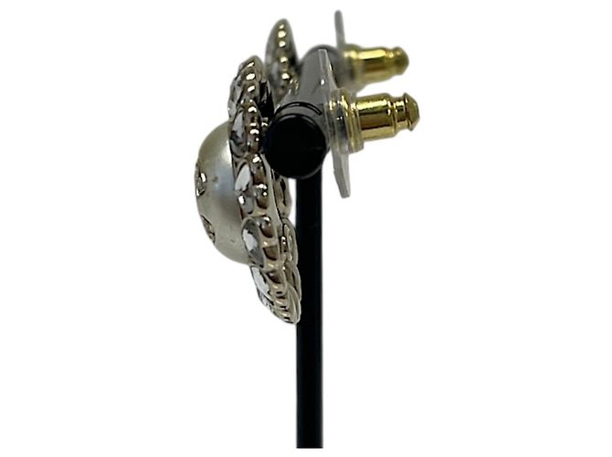 Timeless Pendientes Chanel B25B Heart Bijou Coco Mark Pearl Dorado - vista 4