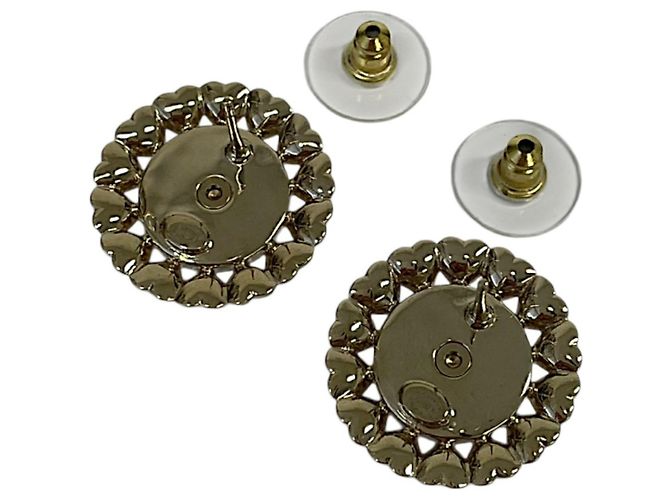 Timeless Pendientes Chanel B25B Heart Bijou Coco Mark Pearl Dorado - vista 6