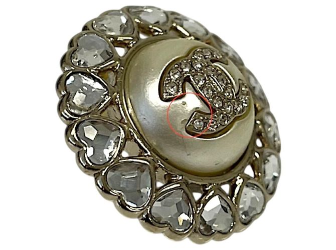 Timeless Pendientes Chanel B25B Heart Bijou Coco Mark Pearl Dorado - vista 9