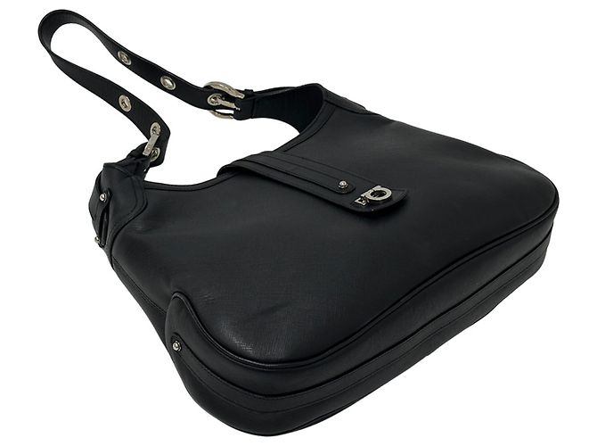 Gancini Borsa a tracolla in pelle nera Salvatore Ferragamo Nero - vista 4