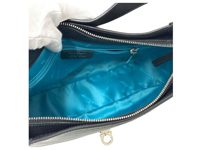 Gancini Borsa a tracolla in pelle nera Salvatore Ferragamo Nero - vista 5