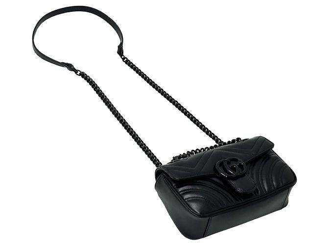 Borsa a tracolla Gucci GG Marmont in pelle nera Nero - vista 4