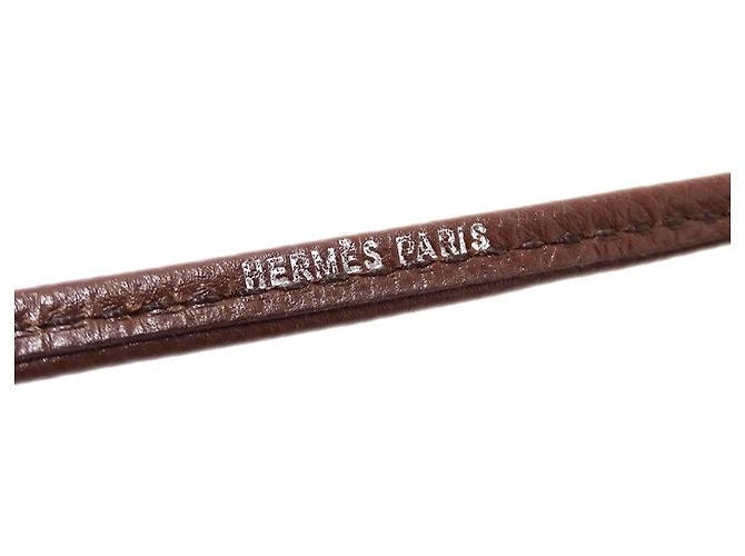 Hermès Colar Hermes em couro e metal Marrom Prata - vista 4