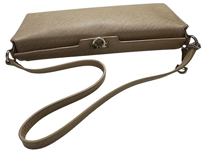 Gancini Borsa a tracolla in pelle beige Salvatore Ferragamo - vista 7