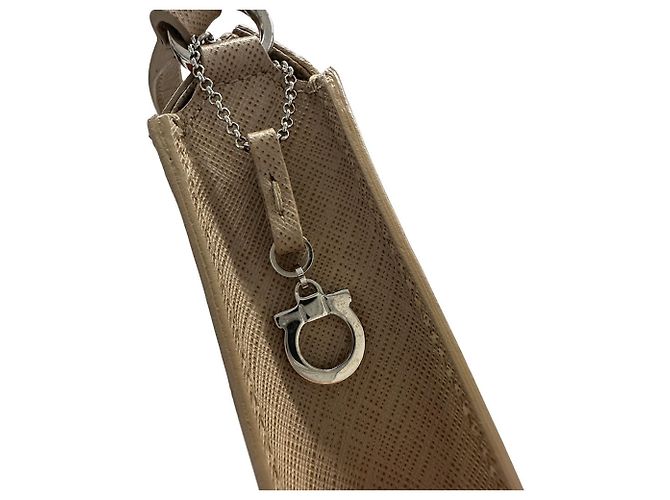 Gancini Borsa a tracolla in pelle beige Salvatore Ferragamo - vista 8