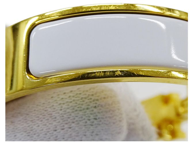 Hermès Bracciale con charm Hermes Gold and White Bianco D'oro - vista 10