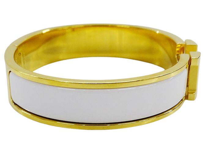 Hermès Bracciale con charm Hermes Gold and White Bianco D'oro - vista 3