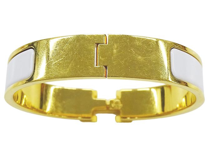 Hermès Bracciale con charm Hermes Gold and White Bianco D'oro - vista 6