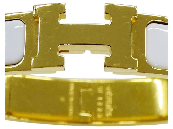 Hermès Bracciale con charm Hermes Gold and White Bianco D'oro - vista 9