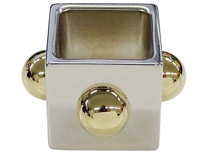 Hermès Hermes Collier de Chien Cube Scarf Ring Argenté Doré - vue 2