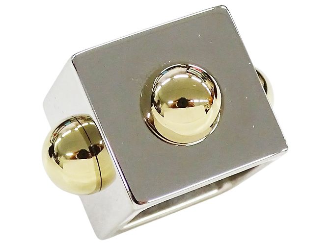Hermès Hermes Collier de Chien Cube Scarf Ring Argenté Doré - vue 3