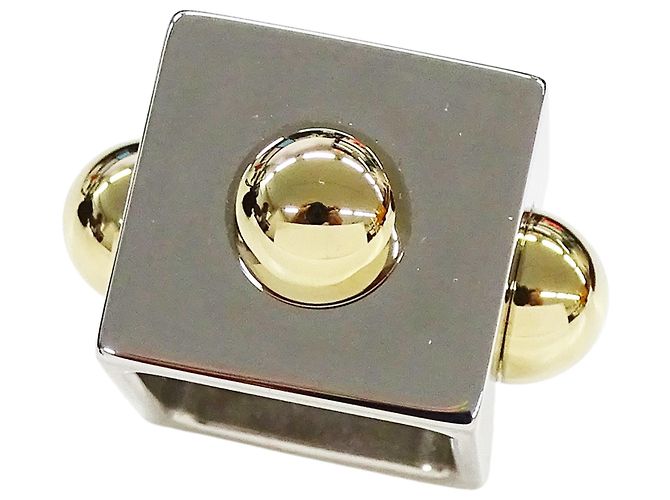 Hermès Hermes Collier de Chien Cube Scarf Ring Argenté Doré - vue 4