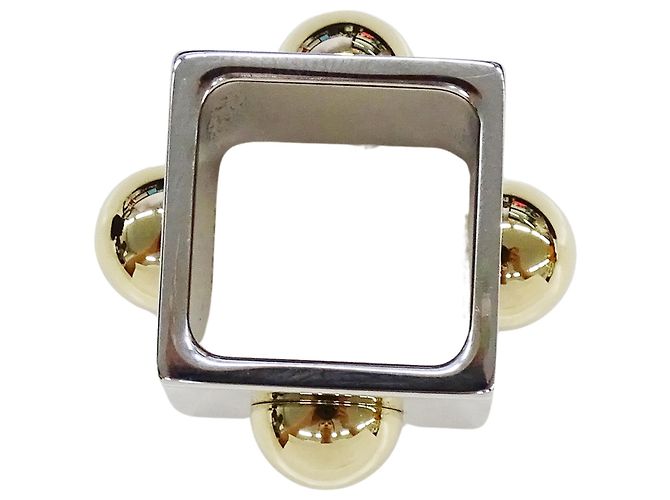 Hermès Hermes Collier de Chien Cube Scarf Ring Argenté Doré - vue 5