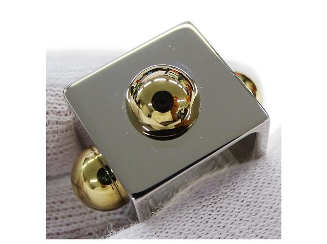 Hermès Hermes Collier de Chien Cube Scarf Ring Argenté Doré - vue 8