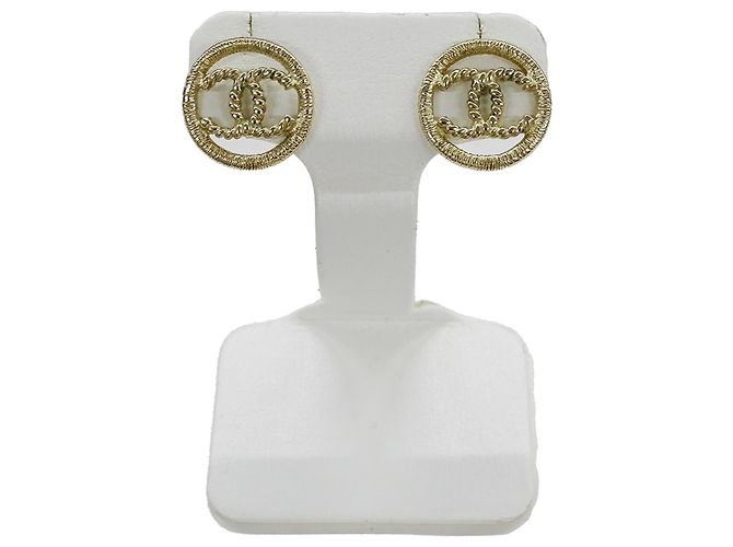Pendientes de botón Chanel Champagne Gold Dorado - vista 2
