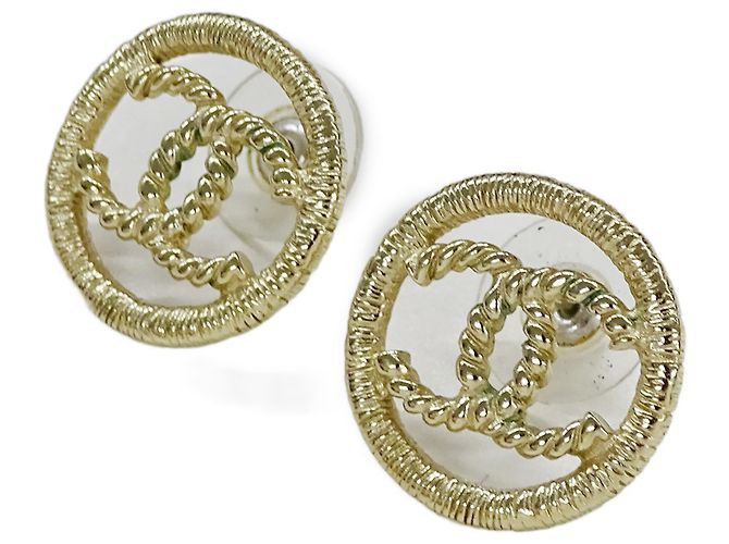 Pendientes de botón Chanel Champagne Gold Dorado - vista 3