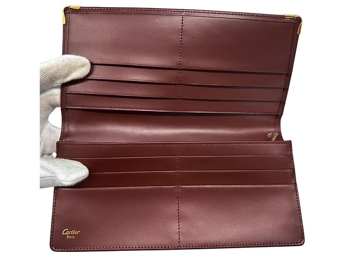 Cartier Langer Geldbeutel aus Bordeaux-Leder - Ansicht 4