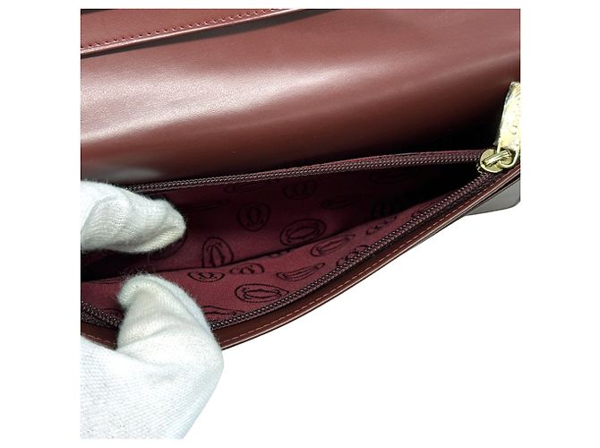 Cartier Langer Geldbeutel aus Bordeaux-Leder - Ansicht 5
