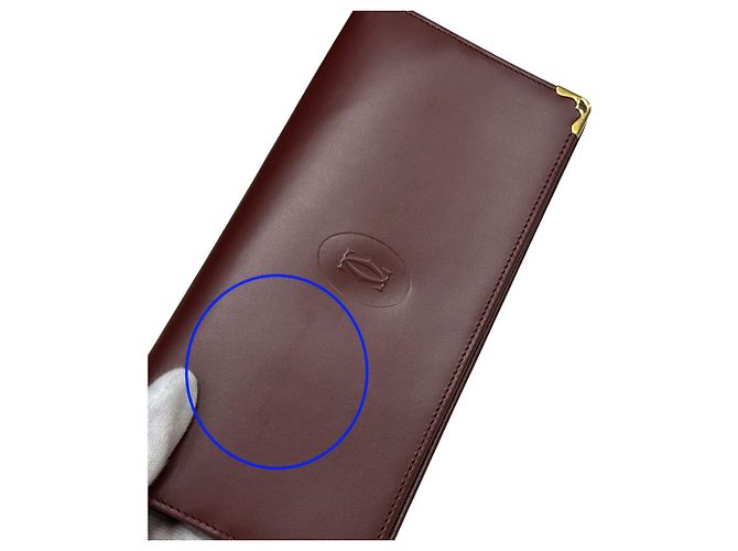 Cartier Langer Geldbeutel aus Bordeaux-Leder - Ansicht 7