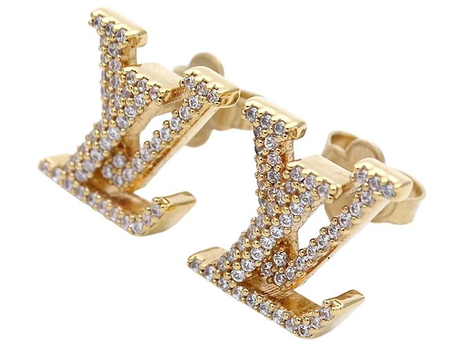 Boucles d'oreilles puces Louis Vuitton Gold Doré - vue 2