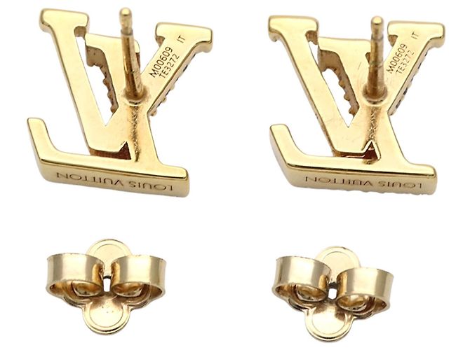 Boucles d'oreilles puces Louis Vuitton Gold Doré - vue 5