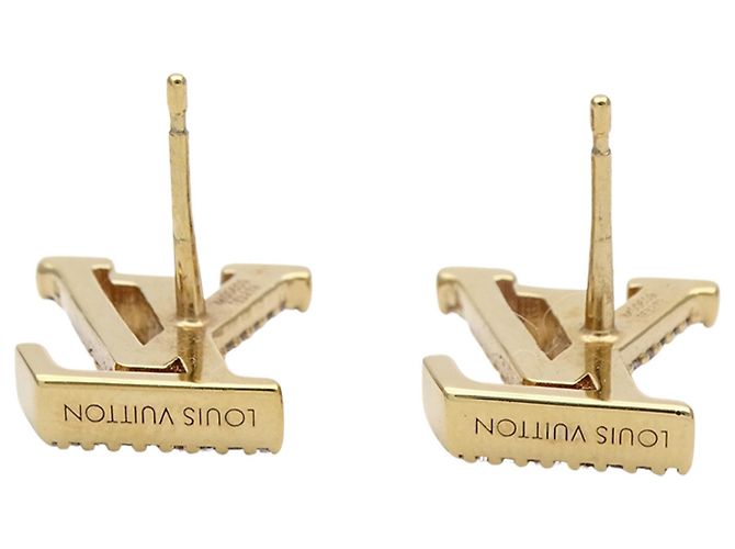 Boucles d'oreilles puces Louis Vuitton Gold Doré - vue 8