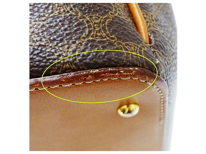 Céline Sac à main Celine en PVC marron - vue 8