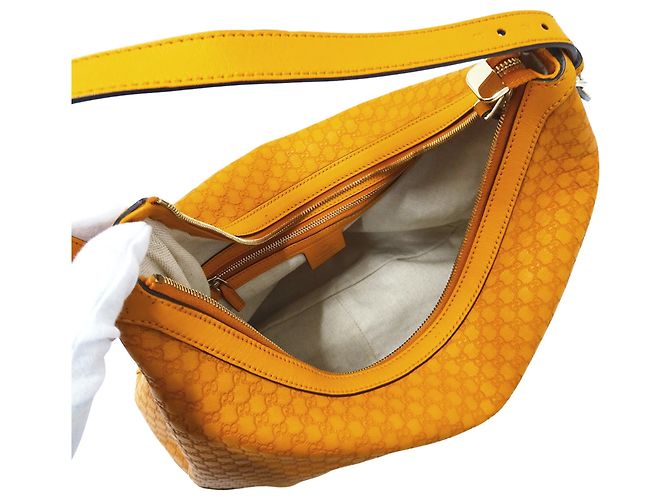 Gucci Microguccissima Schultertasche aus Leder Orange - vista 5