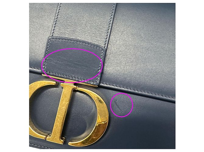 Borsa a tracolla in pelle Christian Dior 30 Montaigne Blu - vista 11