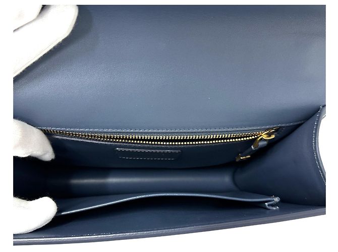 Borsa a tracolla in pelle Christian Dior 30 Montaigne Blu - vista 5