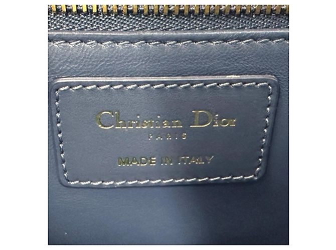 Borsa a tracolla in pelle Christian Dior 30 Montaigne Blu - vista 6