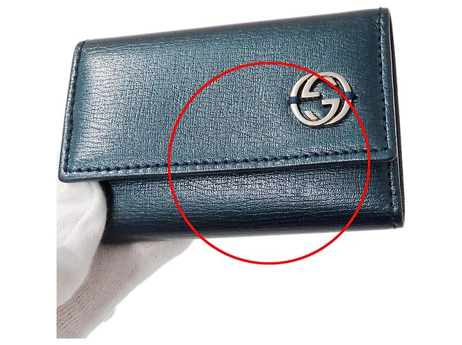 Étui à clés en cuir Gucci Bleu Vert Métallisé - vue 11