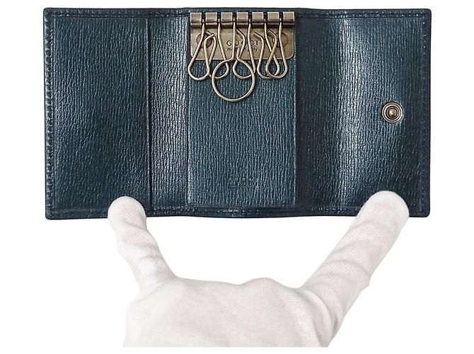 Étui à clés en cuir Gucci Bleu Vert Métallisé - vue 4