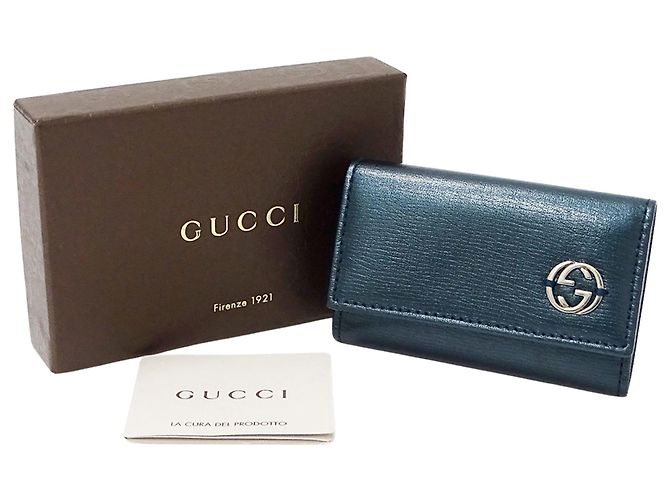 Étui à clés en cuir Gucci Bleu Vert Métallisé - vue 6