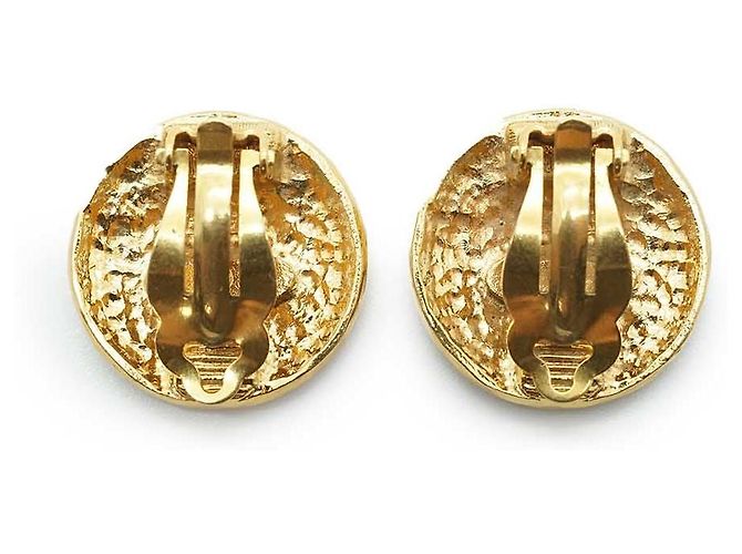 Chanel Brincos de pressão redondos Lion Crest Shield GP Dourado - vista 3