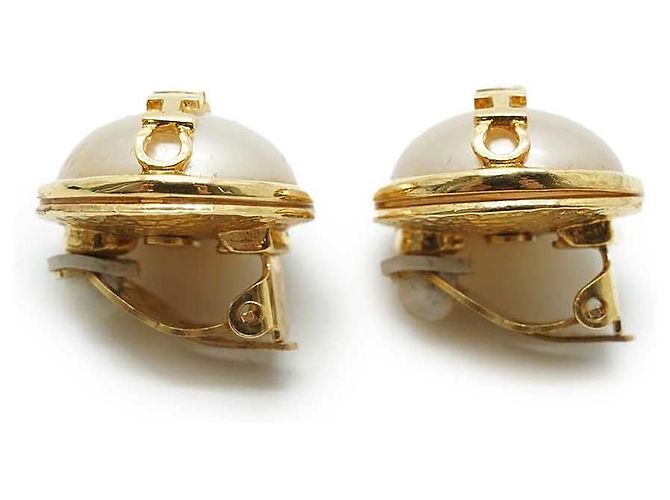 Chanel Orecchini a clip con logo e perle artificiali D'oro - vista 3