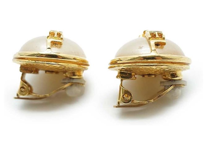 Chanel Orecchini a clip con logo e perle artificiali D'oro - vista 4